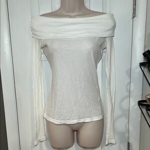 NEW James Perse Super soft Off-Shoulder White Long Sleeve Top size 2/S
